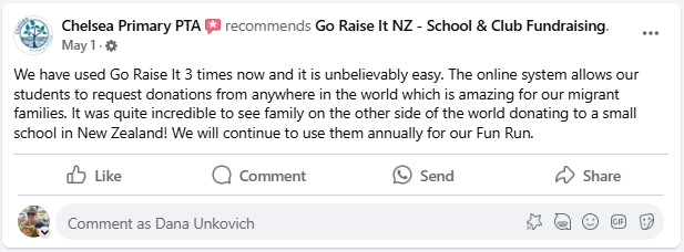 image shows review of Go Raise It school fundraising service