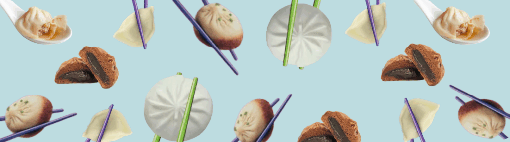 image shows a picture of a range of asian dumplings and buns that can be sold as a fundraiser.