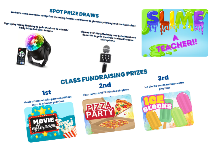 image shows fundraising prizes used in Papamoa Schools Spellathon fundraiser with Go Raise It Fundraising
