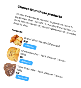 image shows a sample product fundraising website