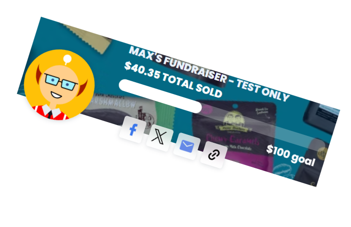 image shows sharing links from a product fundraising page